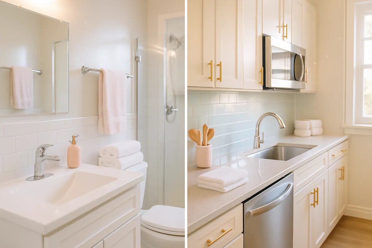 Sparkling clean, detailed bathroom and kitchen surfaces in a Livingston, Montana home after a deep cleaning.